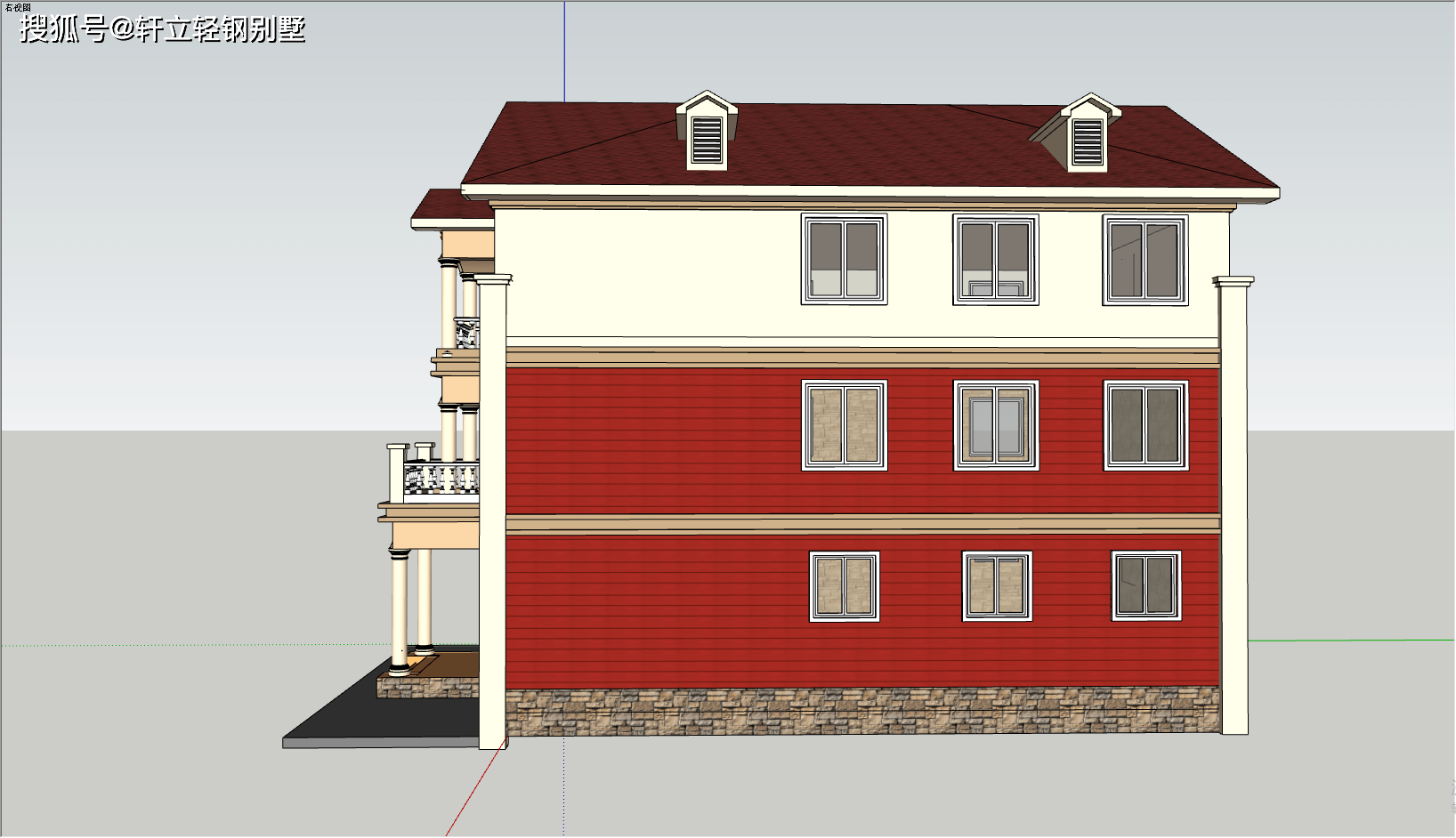 KK体育轻钢别墅是怎么建造的？三层轻钢别墅模型效果图太全了(图3)